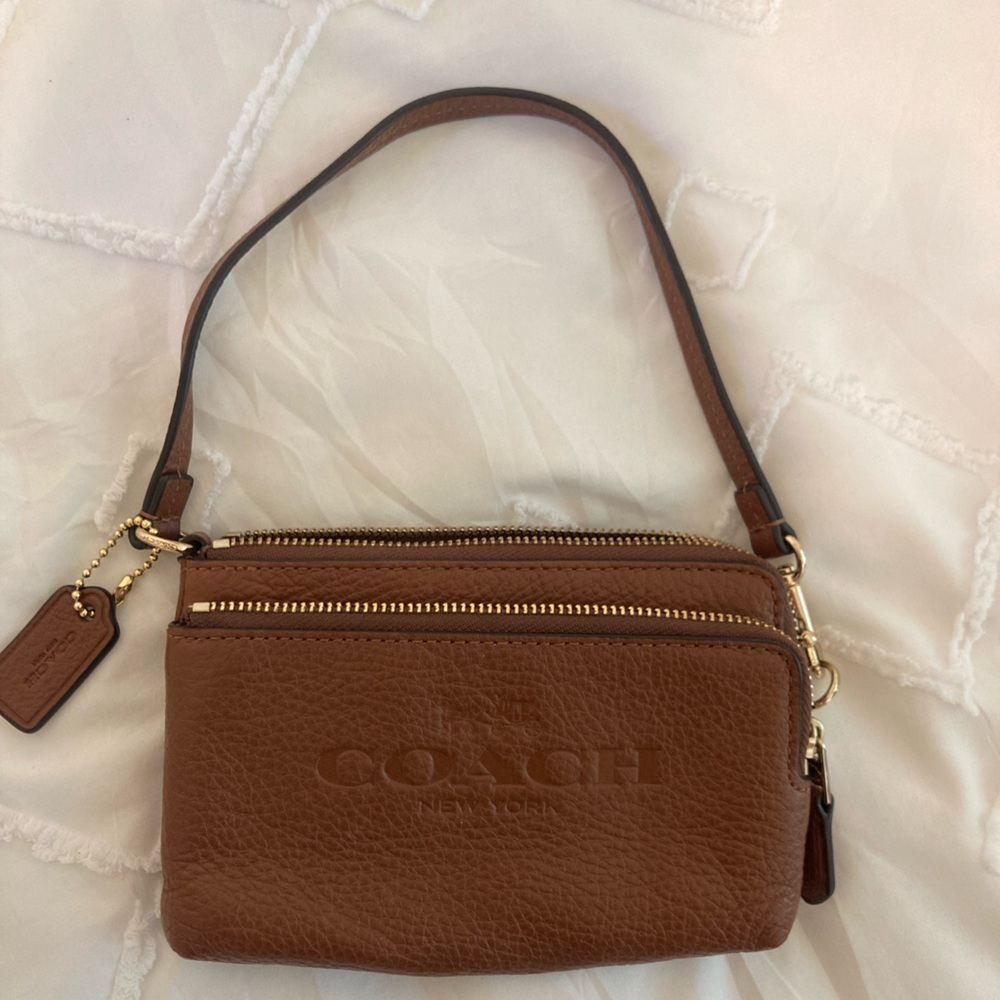 Coach brown leather mini purse